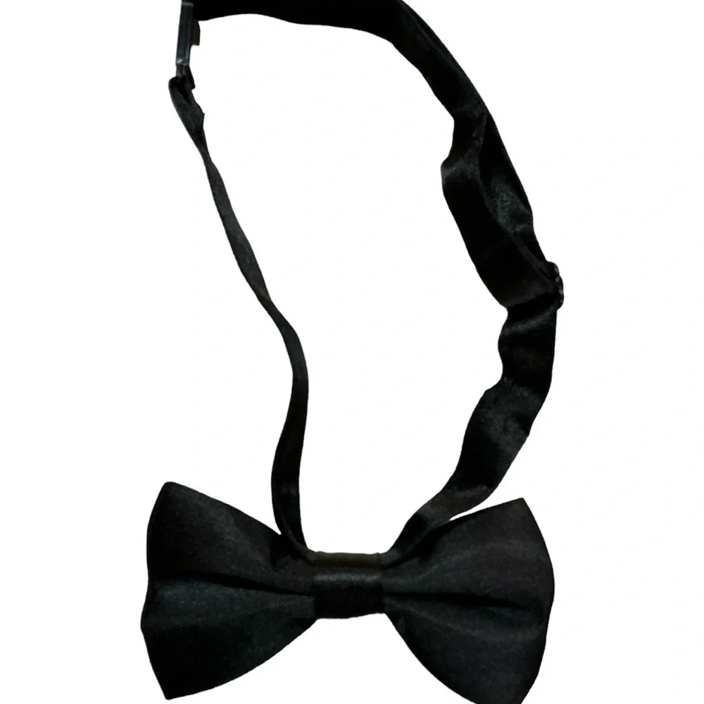 Child’s Black Bow Tie Wedding Formal Event Adjustable Snap Open/Close OS
